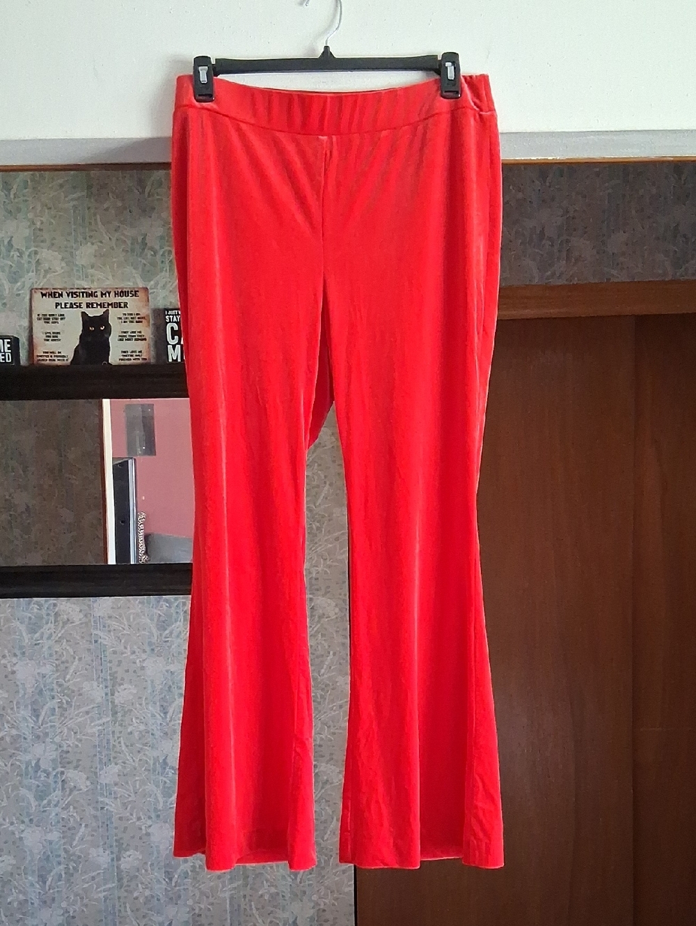 Size 16 Bright Red Velvety Boot Cut Pants DD117